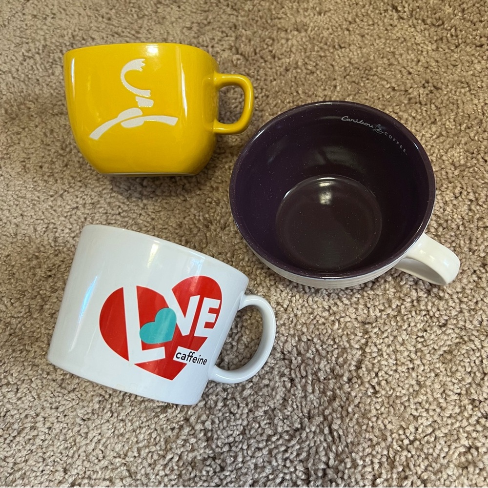 Caribou coffee mugs lot of 3